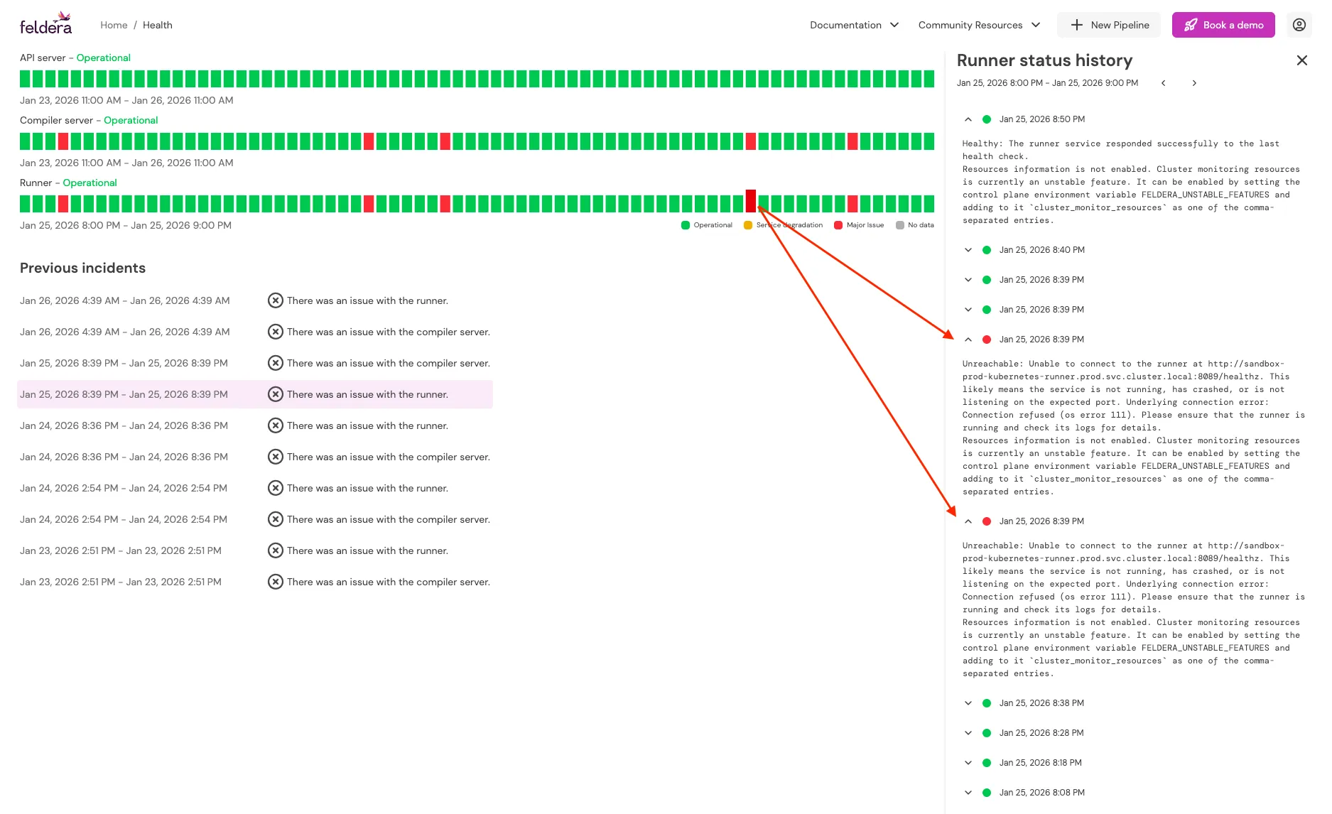 Close-up of the 72-hour timeline view.