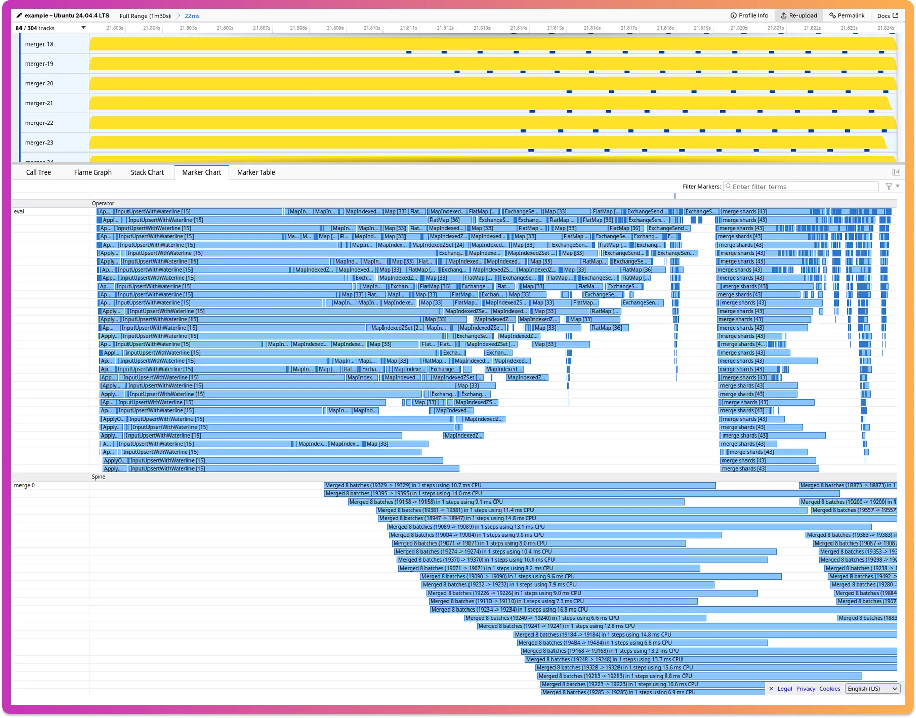 The marker chart view in Firefox Profiler